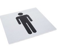 Carbine Australia Female & Male Toilet Sign - Black on Silver 150mm x 150mm Display