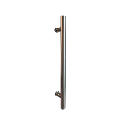 MILES NELSON ENTRANCE DOOR M3 ROUND DOOR PULL 316SS MARINE GRADE STAINLESS STEEL AND BLACK POWDERCOAT FINISH 450,600MM (BACK TO BACK PAIR)