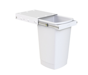 Hideaway Waste Bin , Compact Range, 1 x 50 Litres Bucket , Width 340 x Height 590 x Depth 440mm , Handle pull, & Door pull - Arctic White ( Available in 8 sizes : 1 x 15ltr,1x 20ltr ,1 x 40ltr ,1 x 50ltr ,2 x 15ltr ,2 x 20ltr ,2 x 35ltr ,2 x 40ltr )