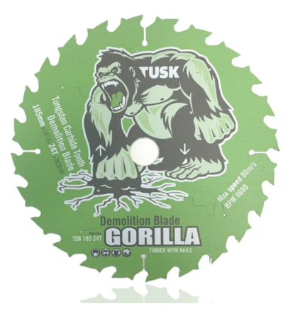 Tusk Heavy Duty TCT (Tungsten Carbide Tooth) Demolition Blades 165mm x 1.8/1.2 x 20T ,165mm x 1.8/1.2 x 36T ,185mm x 1.8/1.2 x 24T  ,210mm x 1.9/1.3 x 28T , 235mm x 1.9/1.3 x 30T , 254mm x 2.4/1.6 x 40T & 305mm x 2.6/1.8 x 48T