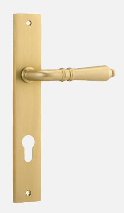 Iver Sarlat Door Lever 16200 Rectangular Backplate Brushed Gold PVD - Passage ,Privacy & Entrance