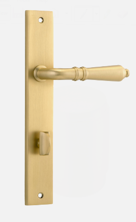 Iver Sarlat Door Lever 16200 Rectangular Backplate Brushed Gold PVD - Passage ,Privacy & Entrance