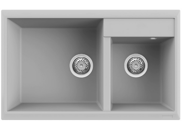 BURNS & FERALL ELLECI FLORENCE UNDERMOUNT & TOPMOUNT ALUMINIUM 420 + 280MM DOUBLE  BOWL SINK CREAM