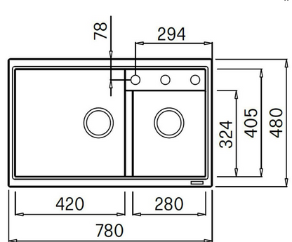 BURNS & FERALL ELLECI FLORENCE UNDERMOUNT & TOPMOUNT ALUMINIUM 420 + 280MM DOUBLE  BOWL SINK CREAM