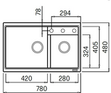 BURNS & FERALL ELLECI FLORENCE UNDERMOUNT & TOPMOUNT ALUMINIUM 420 + 280MM DOUBLE  BOWL SINK CREAM