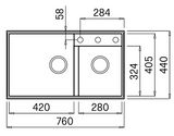 BURNS & FERALL ELLECI FLORENCE UNDERMOUNT & TOPMOUNT ALUMINIUM 420 + 280MM DOUBLE  BOWL SINK CREAM