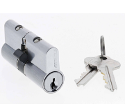 Carbine Australia Double Cylinder Complete -62 (26.10.26)  Fixed Cam - 5 pin - Satin Chrome & Polished Brass