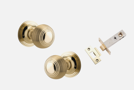 Iver Guildford Door Knob 0220 Round Rose Polished Brass - Passage kit ,Privacy kit & Entrance Kit (Dual Function 5 pin and Key Thumb 6 Pin)