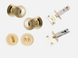 Iver Guildford Door Knob 0220 Round Rose Polished Brass - Passage kit ,Privacy kit & Entrance Kit (Dual Function 5 pin and Key Thumb 6 Pin)