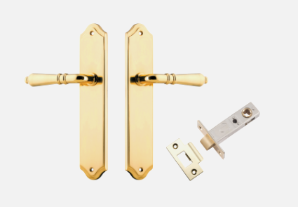 Iver Sarlat Door Lever 10212 Shouldered Backplate Polished Brass - Passage ,Privacy & Entrance