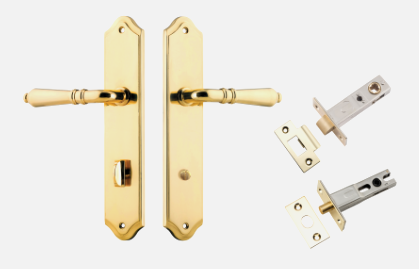 Iver Sarlat Door Lever 10212 Shouldered Backplate Polished Brass - Passage ,Privacy & Entrance
