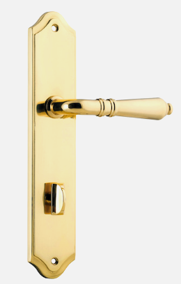 Iver Sarlat Door Lever 10212 Shouldered Backplate Polished Brass - Passage ,Privacy & Entrance