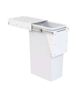 Hideaway Waste Bin ,Compact Range,1 x 40Litres Bucket Width 340 x Height 590 x Depth 440mm , Handle pull, & Door pull - Arctic White & Cinder( Available in 8 sizes : 1 x 15ltr,1x 20ltr ,1 x 40ltr ,1 x 50ltr ,2 x 15ltr ,2 x 20ltr ,2 x 35ltr ,2 x 40ltr )