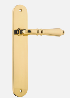 Iver Sarlat Door Lever 10224 Oval Backplate Polished Brass - Passage ,Privacy & Entrance
