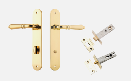 Iver Sarlat Door Lever 10224 Oval Backplate Polished Brass - Passage ,Privacy & Entrance