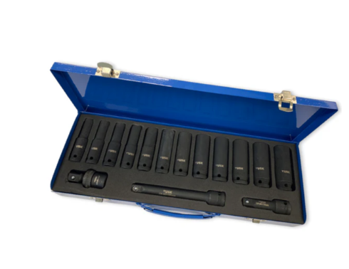 Tusk Heavy Duty Impact Socket 1/2 Inch SD Deep 15pc Kits Include 10,11,12,13,14,15,17,18,19,21,22,24,75IEB,125IEB,1/2" IUJ