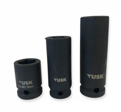 Tusk Heavy Duty Impact Socket 1/2 Inch Square Drive - Deep 81.5mm x 19mm ,20mm ,21mm ,22mm ,23mm ,24mm ,27mm ,30mm & 32mm