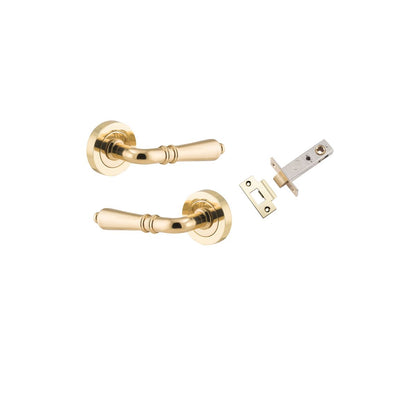Iver Sarlat  Door Lever Rose Round Concealed Fix Pair, Passage Kit, Privacy Kit , Entrance Kit with High Security Lock - Polished Brass