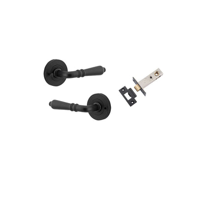 Iver Sarlat  Door Lever Rose Round Concealed Fix Pair, Passage Kit, Privacy Kit , Entrance Kit with High Security Lock - Matt Black