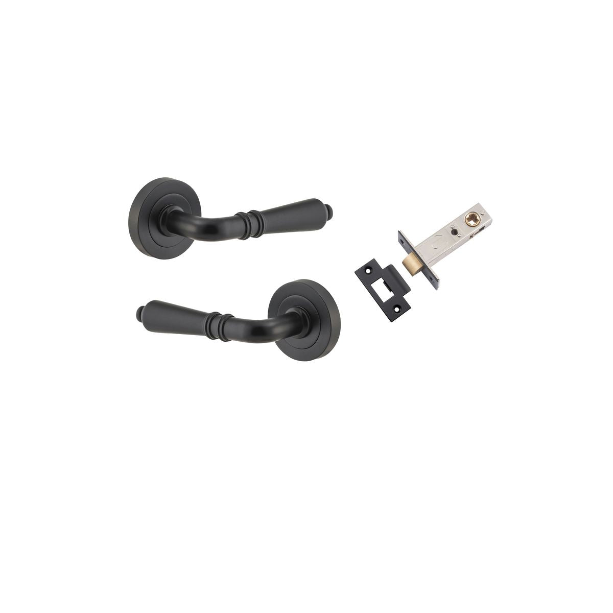 Iver Sarlat  Door Lever Rose Round Concealed Fix Pair, Passage Kit, Privacy Kit , Entrance Kit with High Security Lock - Matt Black