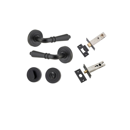 Iver Sarlat  Door Lever Rose Round Concealed Fix Pair, Passage Kit, Privacy Kit , Entrance Kit with High Security Lock - Matt Black