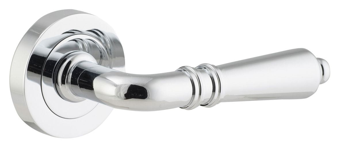 Iver Sarlat  Door Lever Rose Round Concealed Fix Pair, Passage Kit, Privacy Kit , Entrance Kit with High Security Lock - Polished Chrome