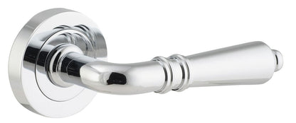 Iver Sarlat  Door Lever Rose Round Concealed Fix Pair, Passage Kit, Privacy Kit , Entrance Kit with High Security Lock - Polished Chrome