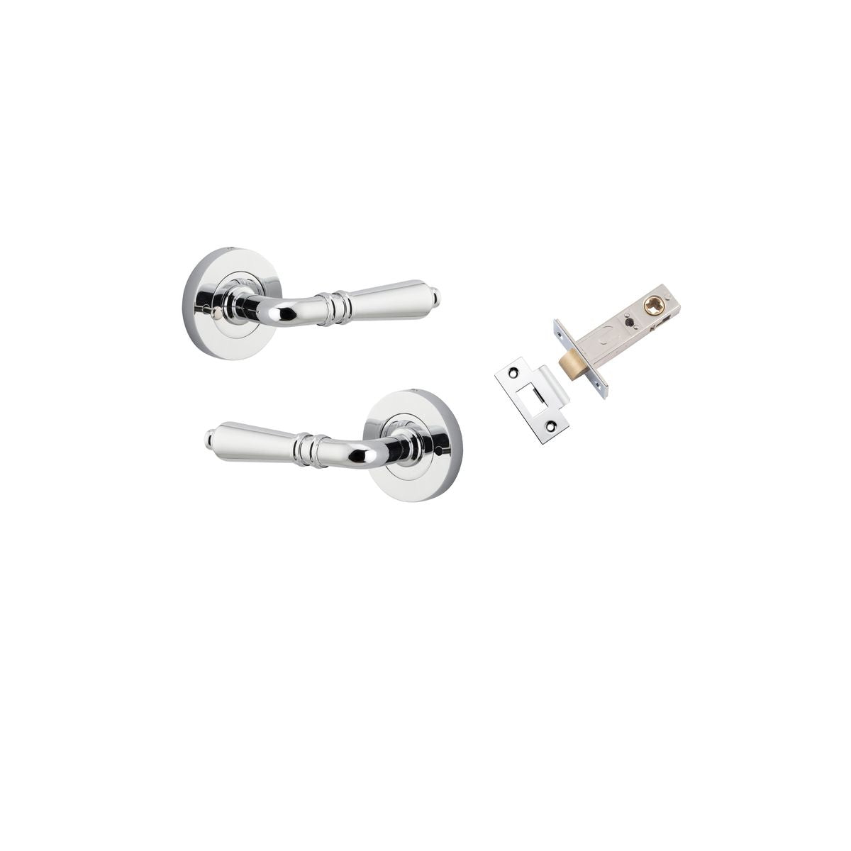 Iver Sarlat  Door Lever Rose Round Concealed Fix Pair, Passage Kit, Privacy Kit , Entrance Kit with High Security Lock - Polished Chrome