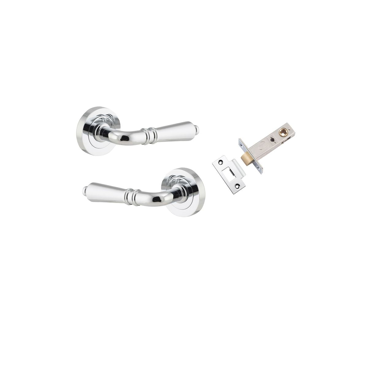 Iver Sarlat  Door Lever Rose Round Concealed Fix Pair, Passage Kit, Privacy Kit , Entrance Kit with High Security Lock - Polished Chrome