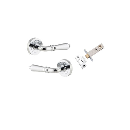 Iver Sarlat  Door Lever Rose Round Concealed Fix Pair, Passage Kit, Privacy Kit , Entrance Kit with High Security Lock - Polished Chrome