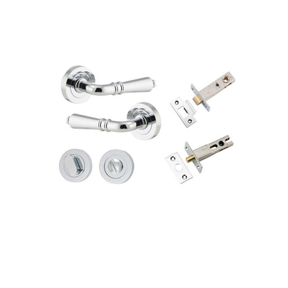 Iver Sarlat  Door Lever Rose Round Concealed Fix Pair, Passage Kit, Privacy Kit , Entrance Kit with High Security Lock - Polished Chrome