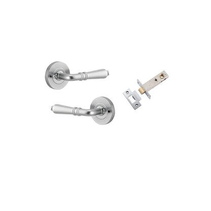 Iver Sarlat  Door Lever Rose Round Concealed Fix Pair, Passage Kit, Privacy Kit , Entrance Kit with High Security Lock - Brushed Chrome