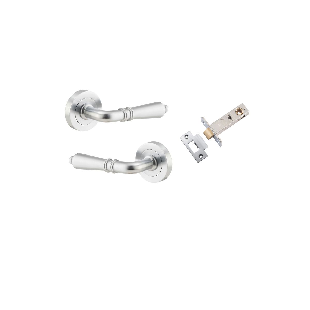 Iver Sarlat  Door Lever Rose Round Concealed Fix Pair, Passage Kit, Privacy Kit , Entrance Kit with High Security Lock - Brushed Chrome