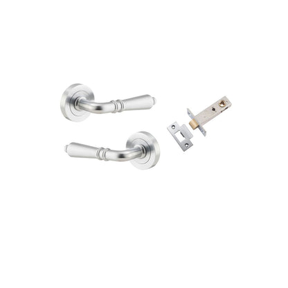 Iver Sarlat  Door Lever Rose Round Concealed Fix Pair, Passage Kit, Privacy Kit , Entrance Kit with High Security Lock - Brushed Chrome
