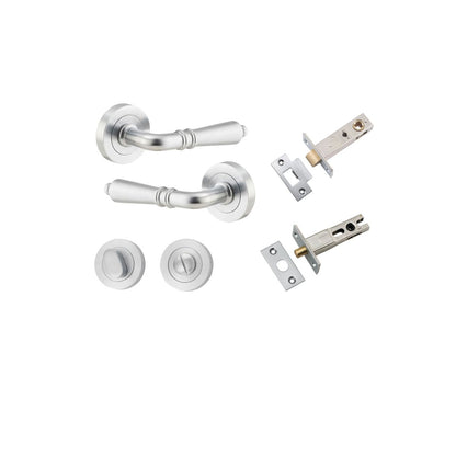 Iver Sarlat  Door Lever Rose Round Concealed Fix Pair, Passage Kit, Privacy Kit , Entrance Kit with High Security Lock - Brushed Chrome