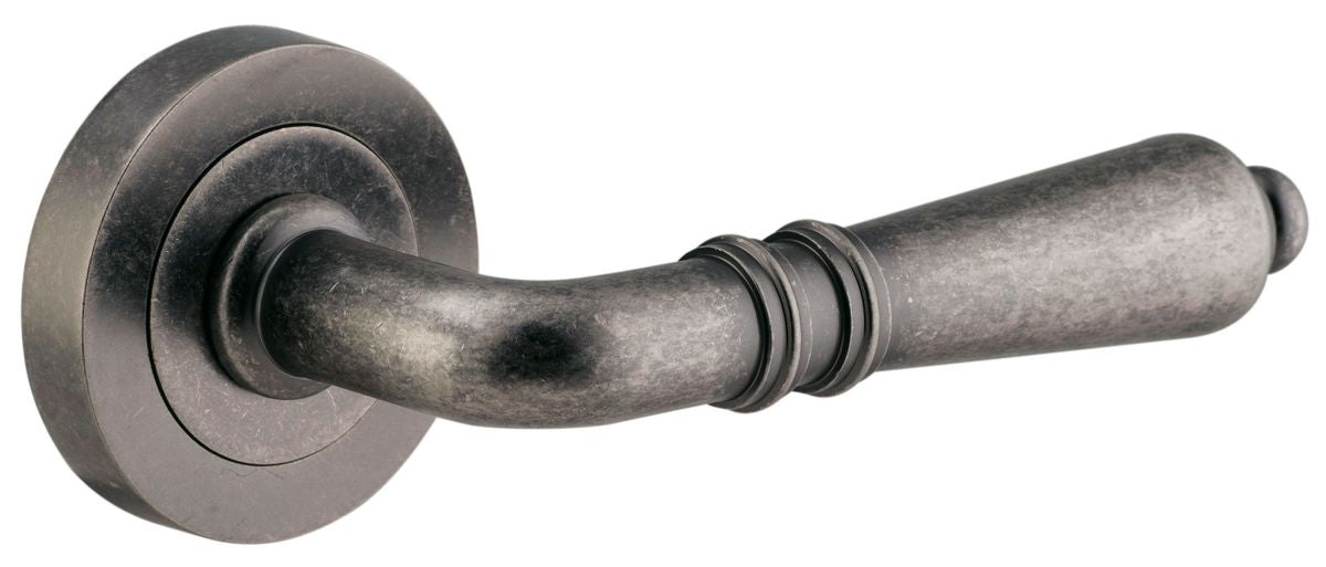 Iver Sarlat  Door Lever Rose Round Concealed Fix Pair, Passage Kit, Privacy Kit , Entrance Kit with High Security Lock - Distressed Nickel