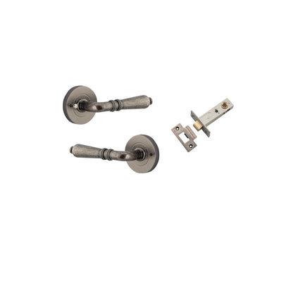 Iver Sarlat  Door Lever Rose Round Concealed Fix Pair, Passage Kit, Privacy Kit , Entrance Kit with High Security Lock - Distressed Nickel