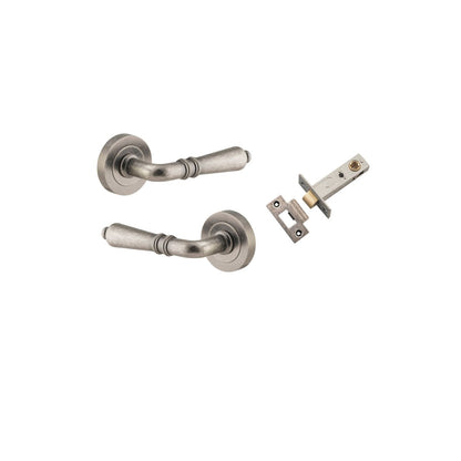 Iver Sarlat  Door Lever Rose Round Concealed Fix Pair, Passage Kit, Privacy Kit , Entrance Kit with High Security Lock - Distressed Nickel