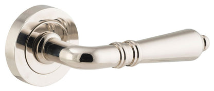 Iver Sarlat  Door Lever Rose Round Concealed Fix Pair, Passage Kit, Privacy Kit , Entrance Kit with High Security Lock - Polished Nickel