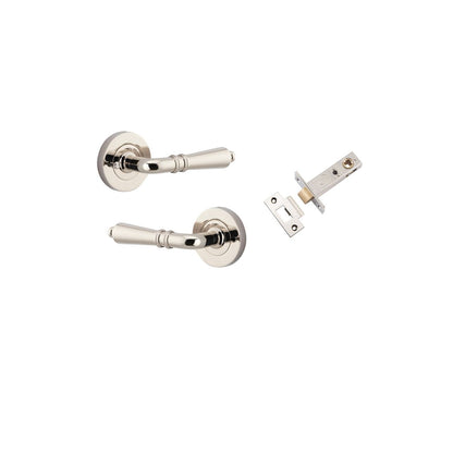 Iver Sarlat  Door Lever Rose Round Concealed Fix Pair, Passage Kit, Privacy Kit , Entrance Kit with High Security Lock - Polished Nickel