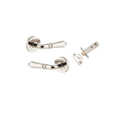Iver Sarlat  Door Lever Rose Round Concealed Fix Pair, Passage Kit, Privacy Kit , Entrance Kit with High Security Lock - Polished Nickel