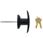 Carbine Australia Lenlok T Handle Front Fix - C4 Key Way - Clutched CBS Cylinder 75mm Spindle Black & Chrome Plate