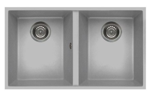 BURNS & FERALL ELLECI QUADRA METALTEK UNDERMOUNT ( DEPTH 435MM & 470MM ) GRANITE DOUBLE BOWL ALUMINIUM