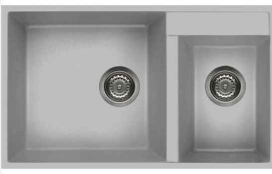 BURNS & FERALL ELLECI QUADRA METALTEK UNDERMOUNT ( DEPTH 435MM & 470MM ) GRANITE DOUBLE BOWL ALUMINIUM