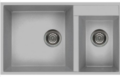 BURNS & FERALL ELLECI QUADRA METALTEK UNDERMOUNT ( DEPTH 435MM & 470MM ) GRANITE DOUBLE BOWL ALUMINIUM