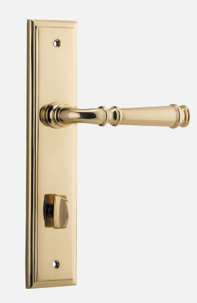 Iver Verona Door Lever 10242 Stepped Backplate Polished Brass - Passage ,Privacy & Entrance