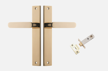 Iver Bronte Door Lever 10248 Oval Backplate Polished Brass - Passage ,Privacy & Entrance