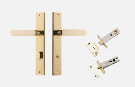 Iver Bronte Door Lever 10248 Oval Backplate Polished Brass - Passage ,Privacy & Entrance