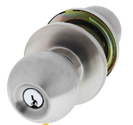 Carbine Australia Epsom 3000 Cylindrical Vestibule set, 60/70mm backset, C4 Keyed to Differ, Boxed, Satin Stainless Steel ,Matte Black & Polished Brass