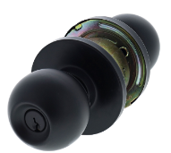 Carbine Australia Epsom 3000 Cylindrical Vestibule set, 60/70mm backset, C4 Keyed to Differ, Boxed, Satin Stainless Steel ,Matte Black & Polished Brass
